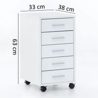 Rollcontainer Holz Rollen Standcontainer 33x63x38cm Schreibtischcontainer – Ansicht 3