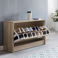 Schuhbank Schuhkipper Holz Flurbank Schuhschrank Sitzbank Flur 80 cm Bank – Ansicht 2