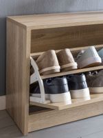 Schuhbank Schuhkipper Holz Flurbank Schuhschrank Sitzbank Flur 80 cm Bank – Ansicht 5