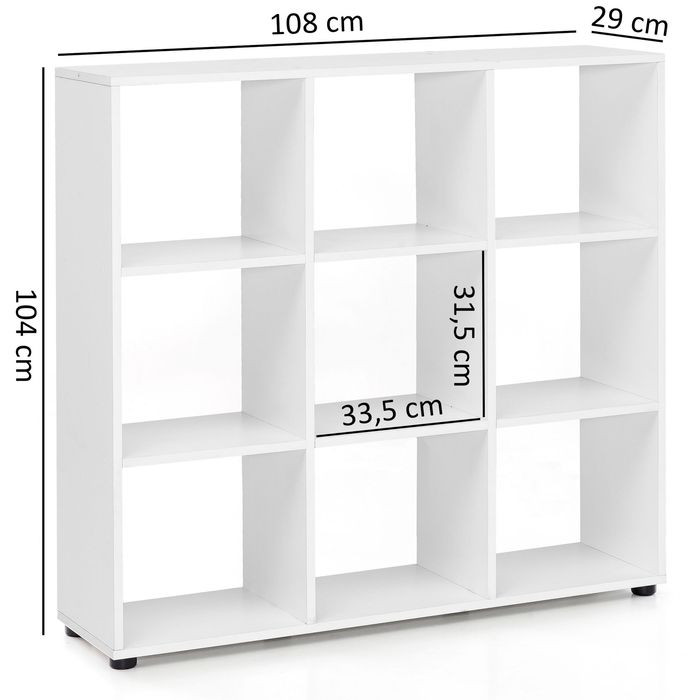FineBuy Design Bücherregal mit vielen Fächern Weiß Standregal Holz Regal freistehend, Ordnerregal Raumteiler Würfel-Regal modern, Offenes Aufbewahrungsregal 14865