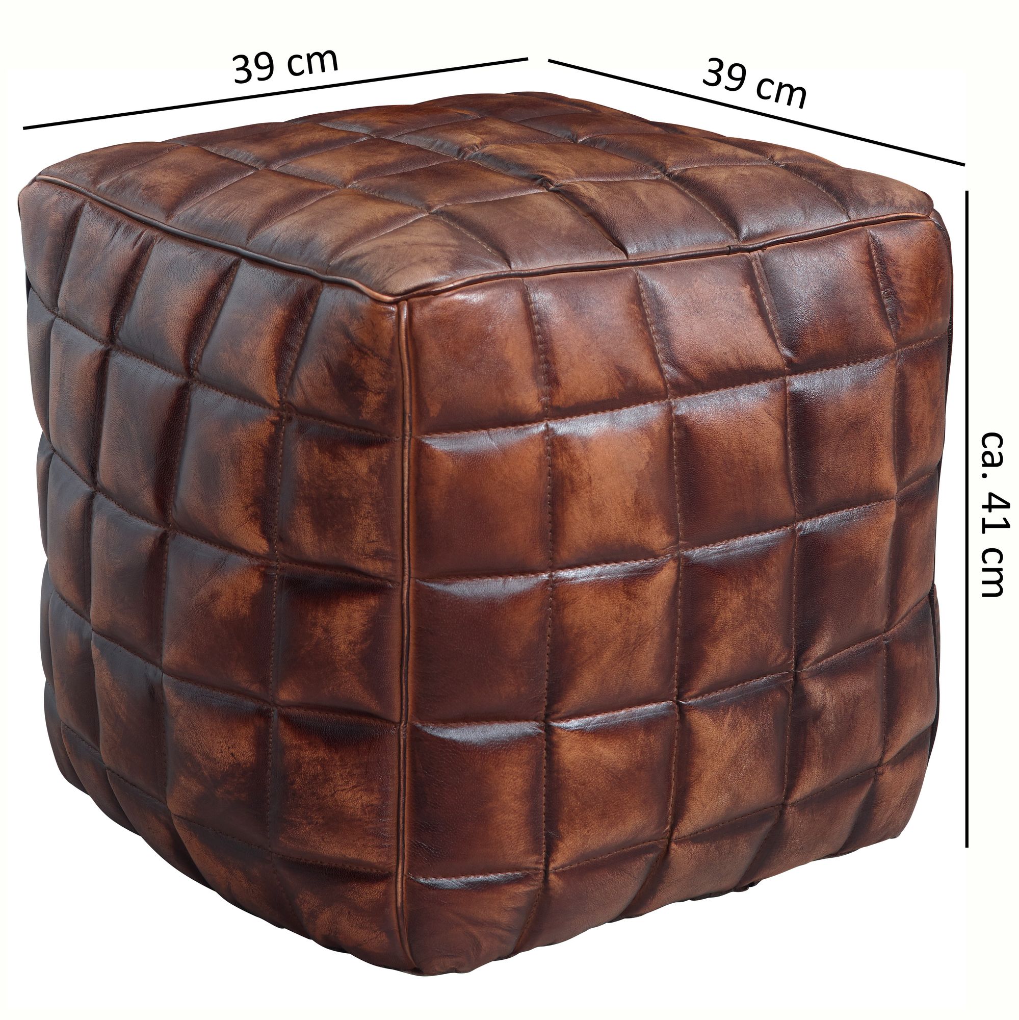 FineBuy Sitzwürfel Leder Ottomane Sitzhocker Hocker braun Polsterhocker – Ansicht 3