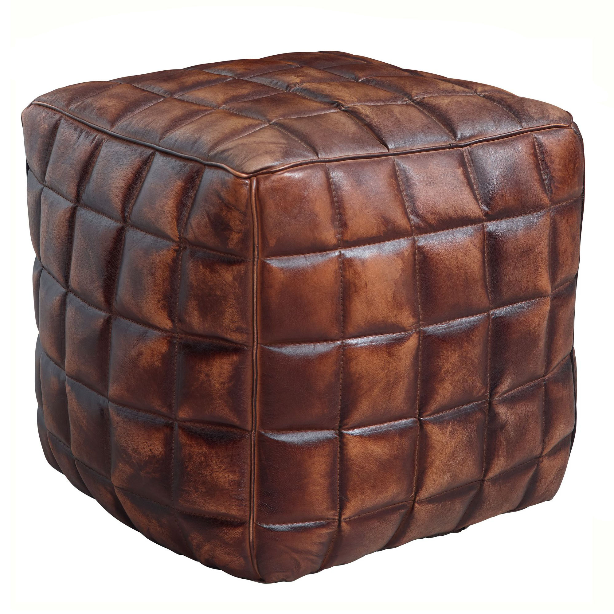 FineBuy Sitzwürfel Leder Ottomane Sitzhocker Hocker braun Polsterhocker – Ansicht 5