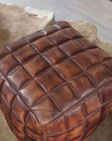 FineBuy Sitzwürfel Leder Ottomane Sitzhocker Hocker braun Polsterhocker – Ansicht 4