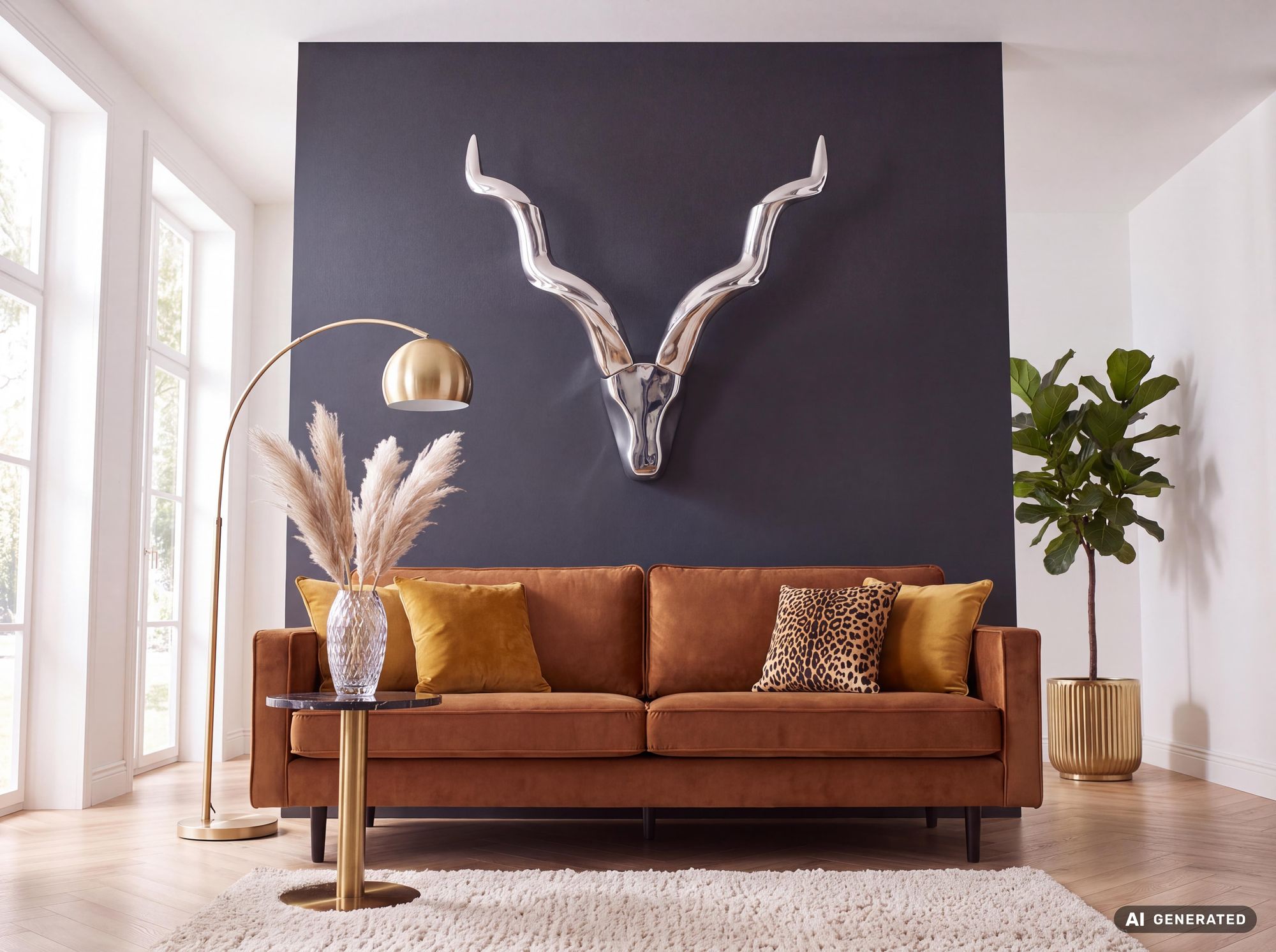 FineBuy Hirschgeweih Wanddekoration Alu Aluminium Silber Wandgeweih Geweih – Ansicht 7