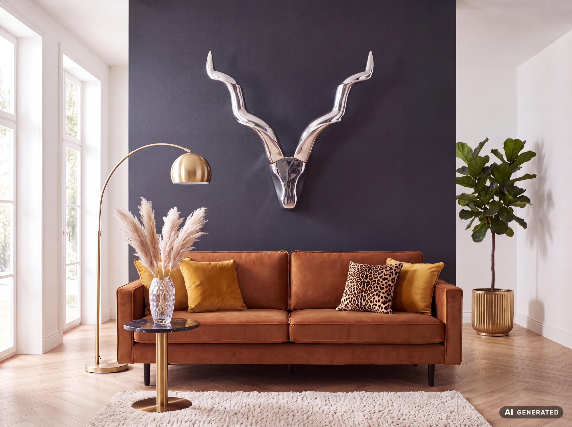 FineBuy Hirschgeweih Wanddekoration Alu Aluminium Silber Wandgeweih Geweih – Ansicht 2