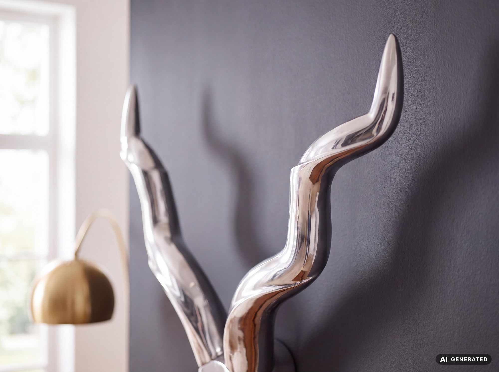 FineBuy Hirschgeweih Wanddekoration Alu Aluminium Silber Wandgeweih Geweih – Ansicht 5