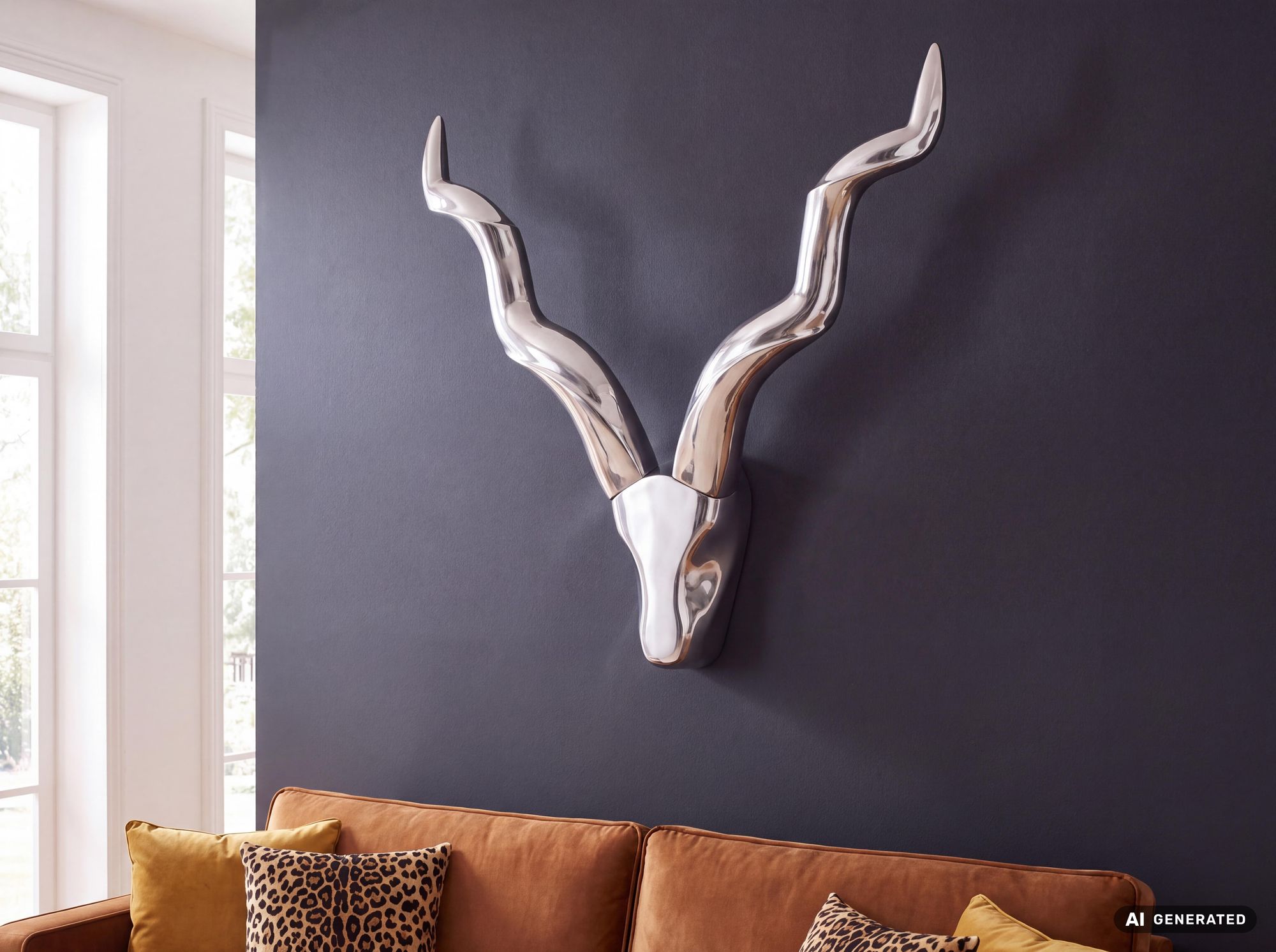 FineBuy Hirschgeweih Wanddekoration Alu Aluminium Silber Wandgeweih Geweih – Ansicht 4