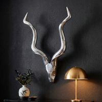 FineBuy Hirschgeweih Wanddekoration Alu Aluminium Silber Wandgeweih Geweih – Ansicht 1