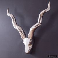 FineBuy Hirschgeweih Wanddekoration Alu Aluminium Silber Wandgeweih Geweih – Ansicht 1