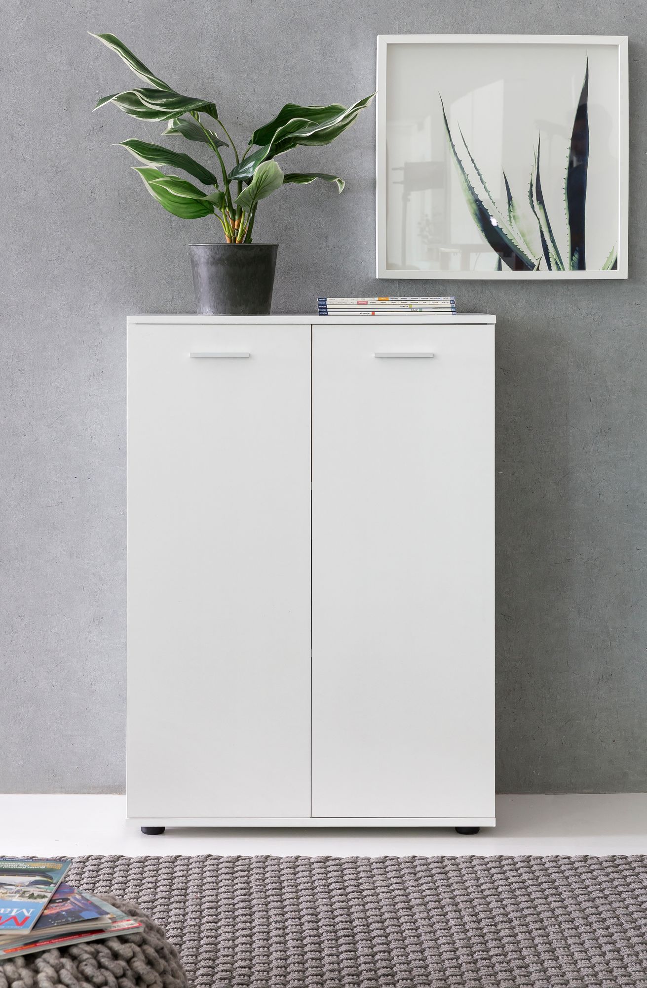 Sideboard 70cm weiß mit 2 Türen und Einlegeböden Kommode für Ordner Aktenschrank modern – Ansicht 4
