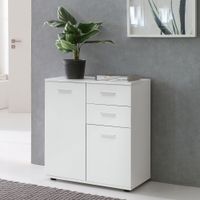 Sideboard 70 cm Weiß mit 2 Türen & 2 Schubladen Kommode Aktenschrank Tiefe 35 cm – Ansicht 2