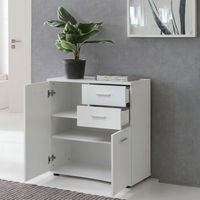 Sideboard 70 cm Weiß mit 2 Türen & 2 Schubladen Kommode Aktenschrank Tiefe 35 cm – Ansicht 1
