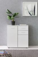 Sideboard 70 cm Weiß mit 2 Türen & 2 Schubladen Kommode Aktenschrank Tiefe 35 cm – Ansicht 4