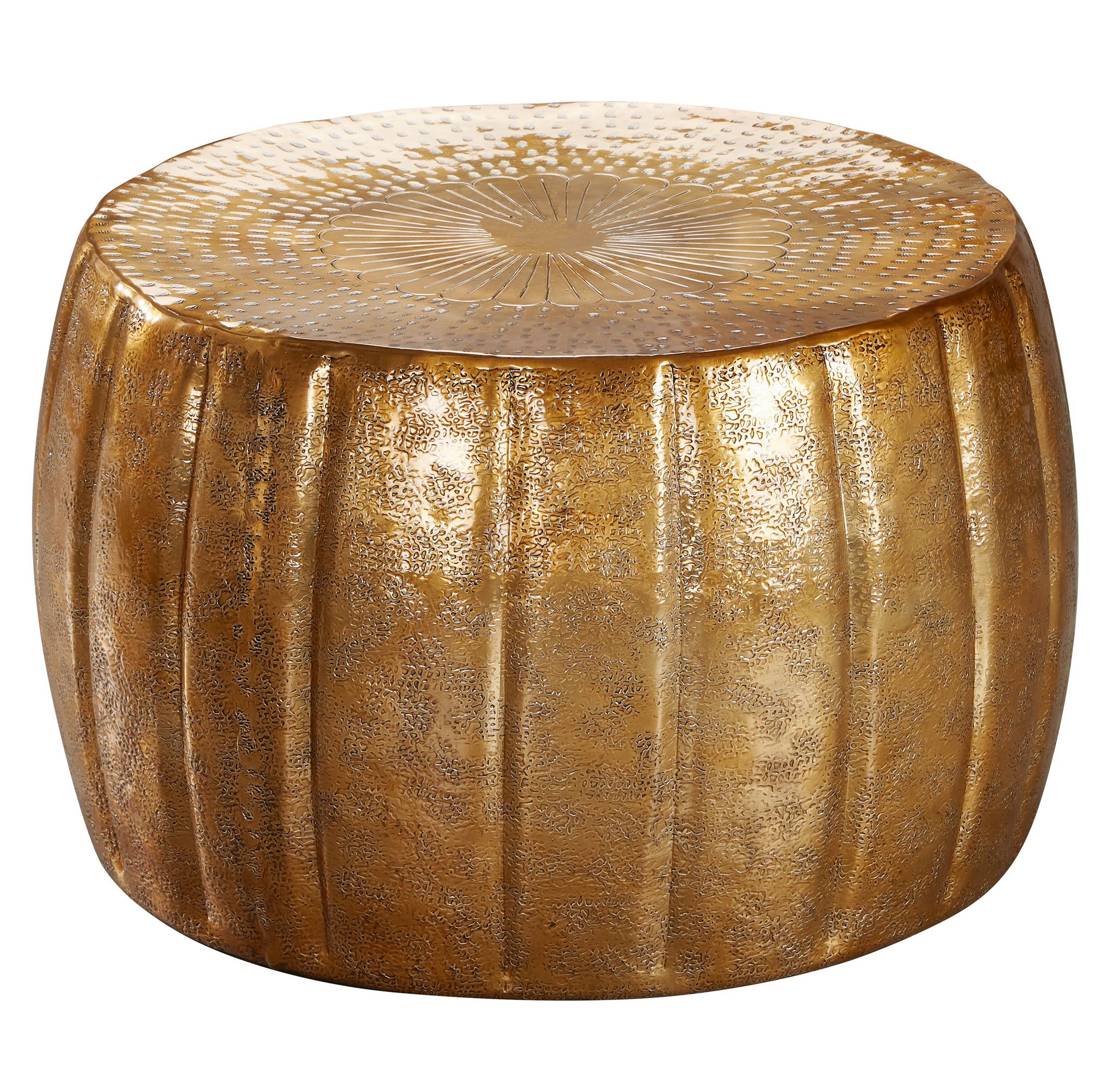 FineBuy Design Couchtisch rund 60 cm aus Metall - Handgefertigter Aluminium Wohnzimmertisch Hammerschlag - Orientalischer flacher Alu Sofatisch | Farbe: Gold FineBuy Design Couchtisch rund 60 cm aus Metall - Handgefertigter Aluminium Wohnzimmertisch Hammerschlag - Orientalischer flacher Alu Sofatisch | Farbe: Gold