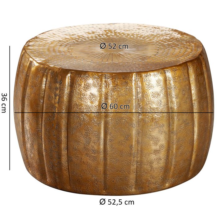 FineBuy Couchtisch Wohnzimmertisch rund Sofatisch Stubentisch Metall Alu Modern – Maßzeichnung