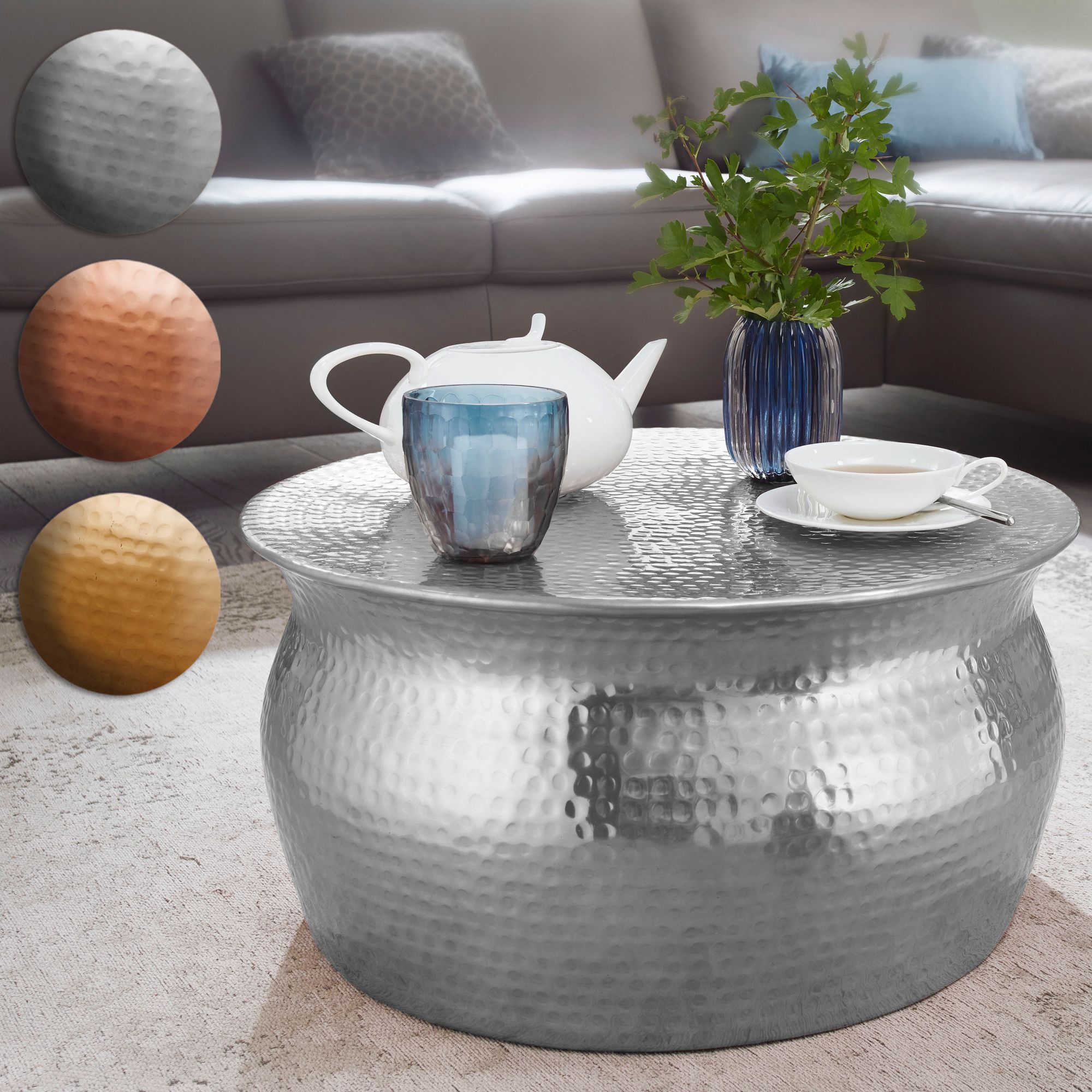 FineBuy Couchtisch rund 60 cm Metall - Design Aluminium Wohnzimmertisch handgefertigt - Orientalischer Alu Beistelltisch Wohnzimmer Tisch Hammerschlag | Farbe: Gold FineBuy Couchtisch rund 60 cm Metall - Design Aluminium Wohnzimmertisch handgefertigt - Orientalischer Alu Beistelltisch Wohnzimmer Tisch Hammerschlag | Farbe: Gold