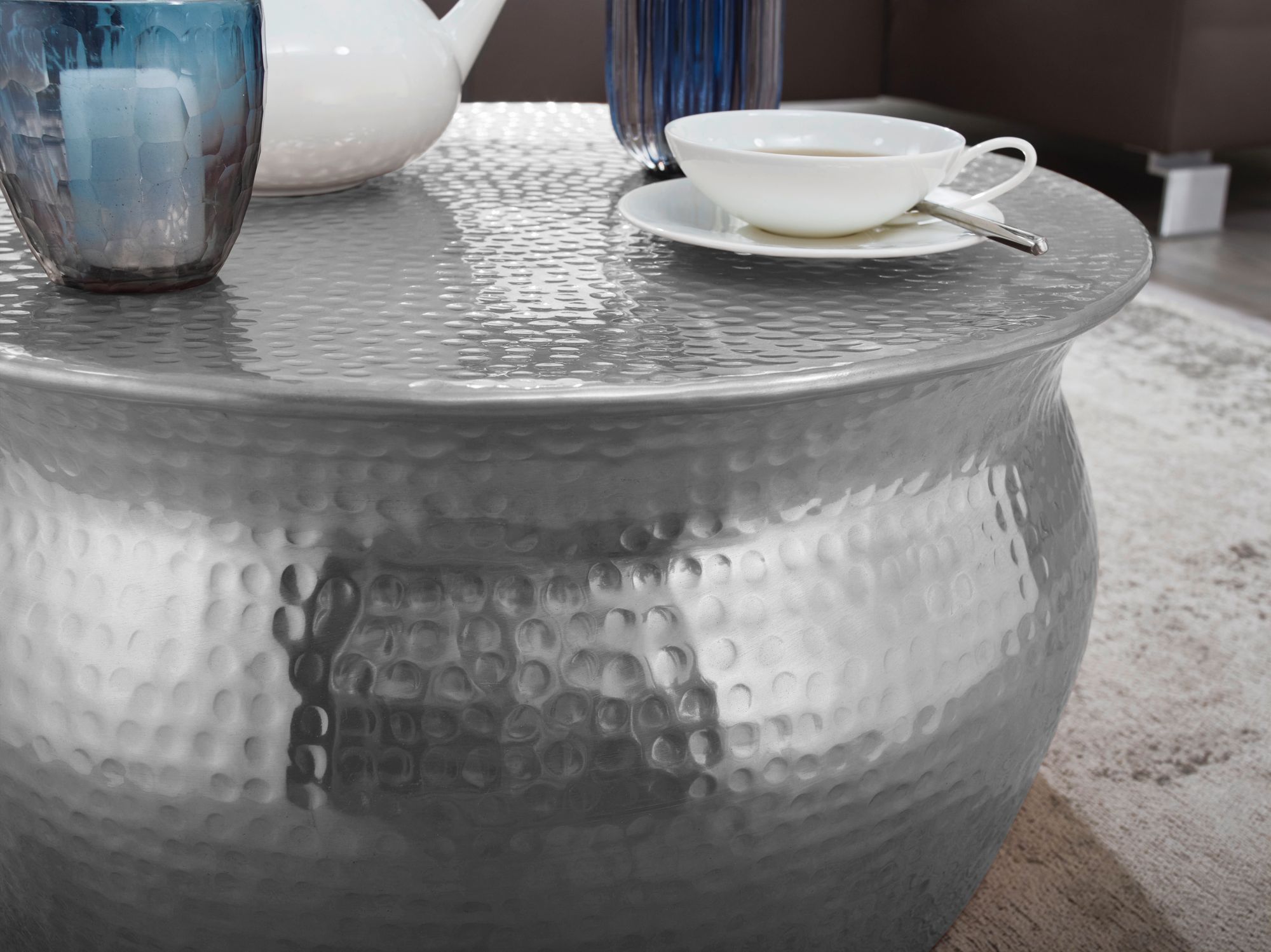 FineBuy Couchtisch rund 60 cm Metall - Design Aluminium Wohnzimmertisch handgefertigt - Orientalischer Alu Beistelltisch Wohnzimmer Tisch Hammerschlag | Farbe: Gold FineBuy Couchtisch rund 60 cm Metall - Design Aluminium Wohnzimmertisch handgefertigt - Orientalischer Alu Beistelltisch Wohnzimmer Tisch Hammerschlag | Farbe: Gold