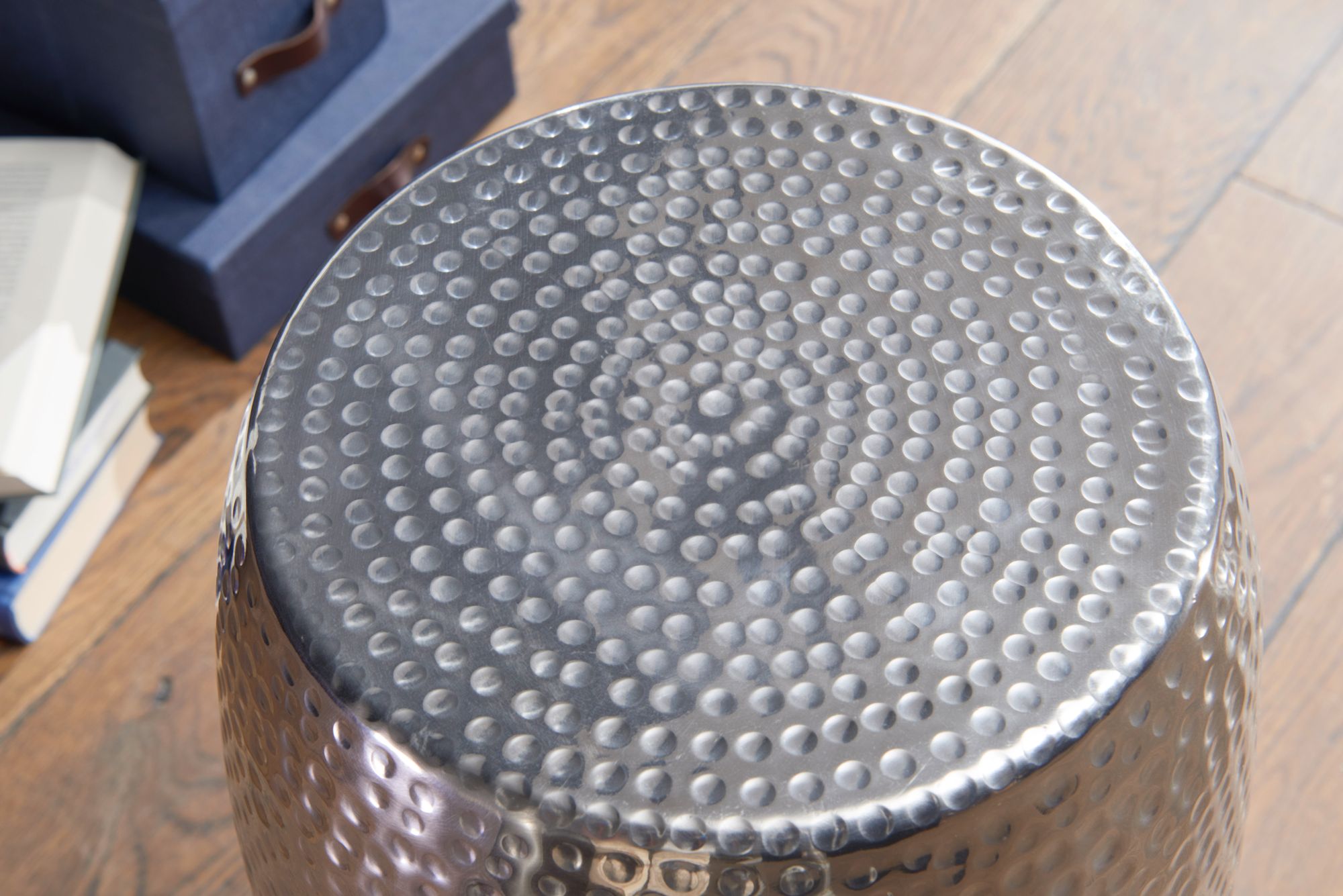 FineBuy Beistelltisch Dekotisch Metall Ablagetisch klein Hammerschlag rund – Ansicht 4