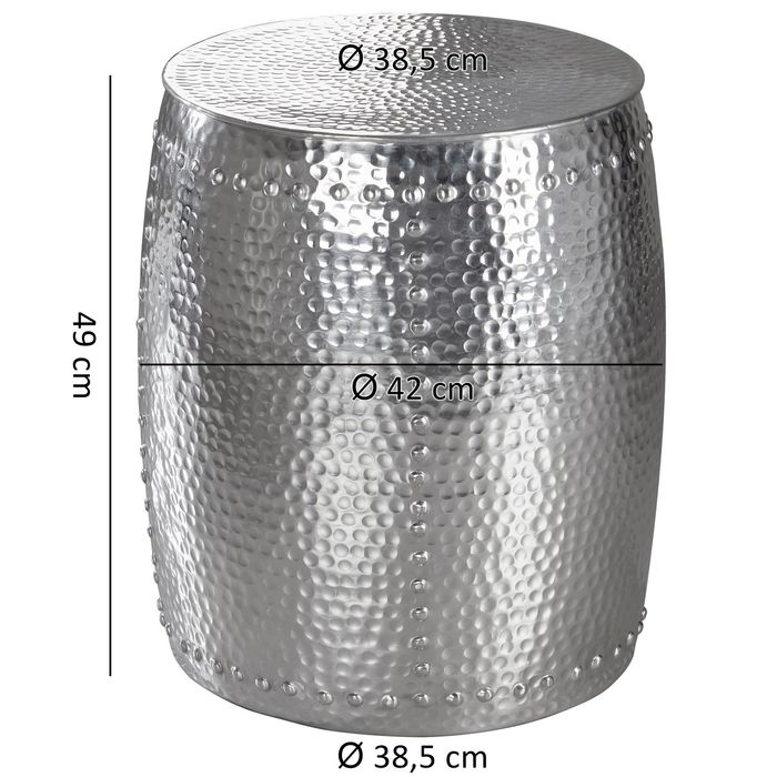FineBuy Beistelltisch Dekotisch Metall Hammerschlag rund Ablagetisch klein – Maßzeichnung