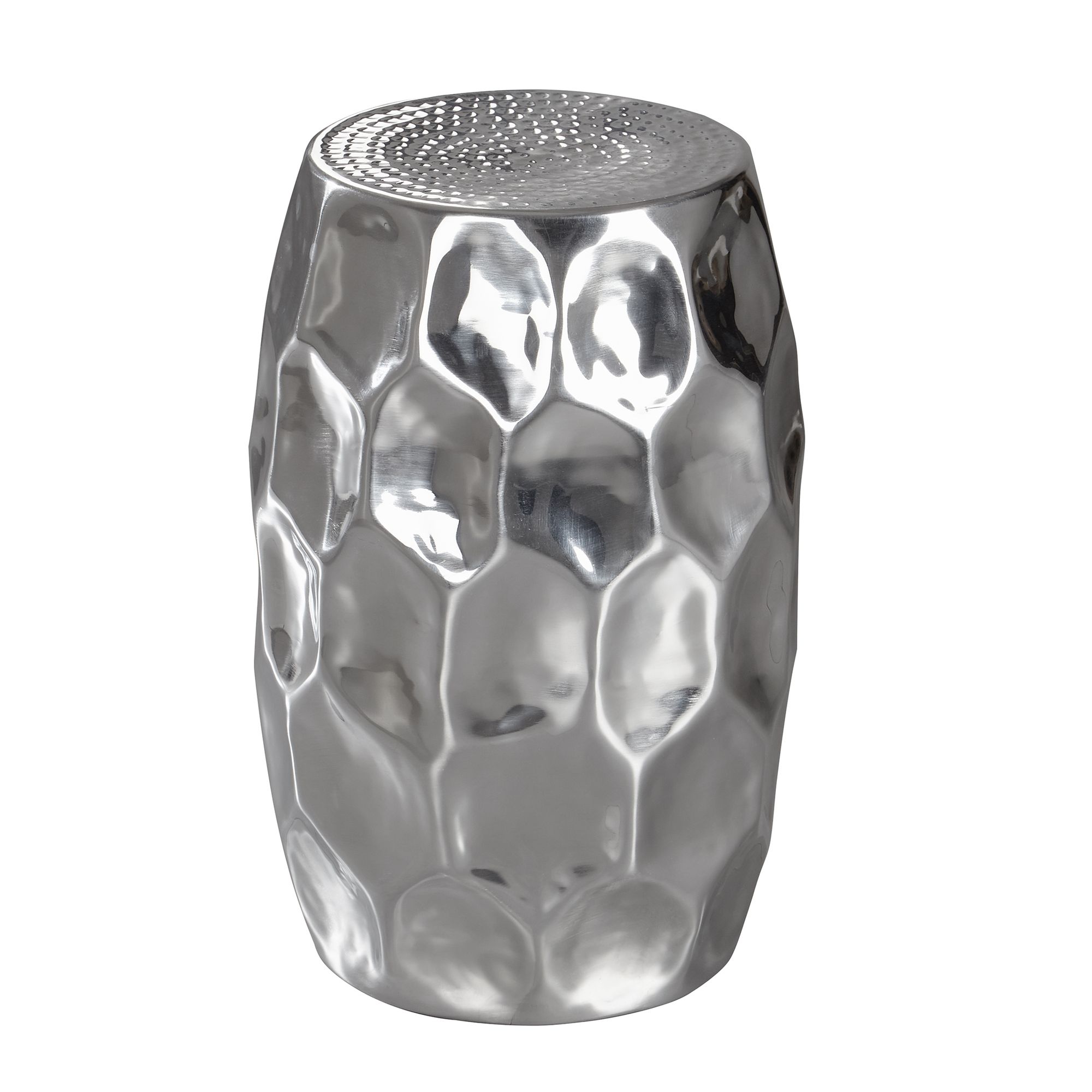 FineBuy Design Beistelltisch rund 30 cm Metall - Orientalischer Wohnzimmertisch Hammerschlag Aluminium - Kleiner Couchtisch - Moderner Dekotisch Alu
