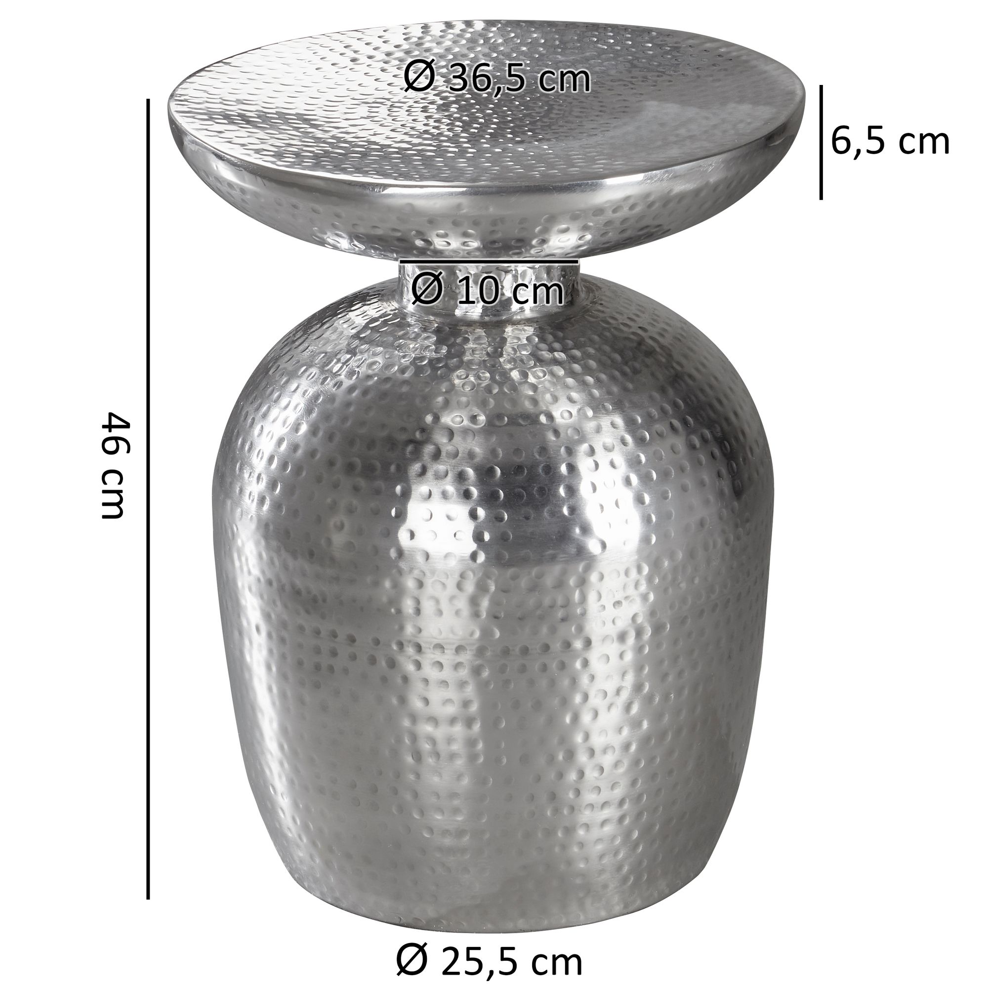 FineBuy Beistelltisch Ø 36,5 cm Tisch Alu Couchtisch Wohnzimmertisch Ablagetisch – Ansicht 2