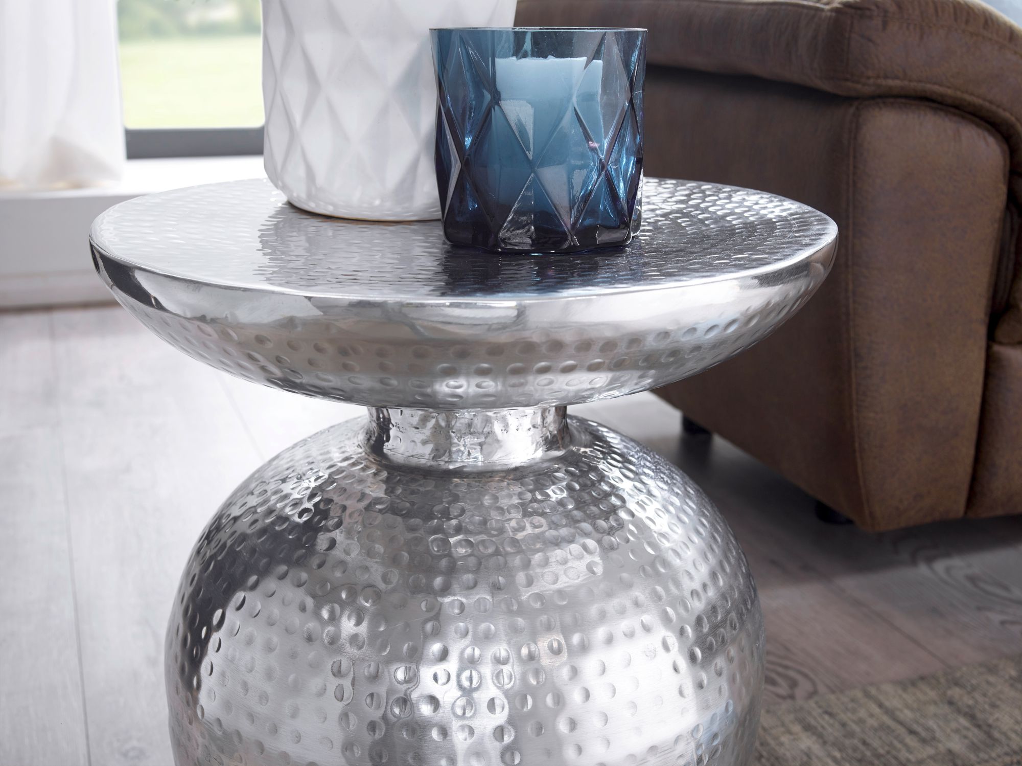 FineBuy Beistelltisch Ø 36,5 cm Tisch Alu Couchtisch Wohnzimmertisch Ablagetisch – Ansicht 4