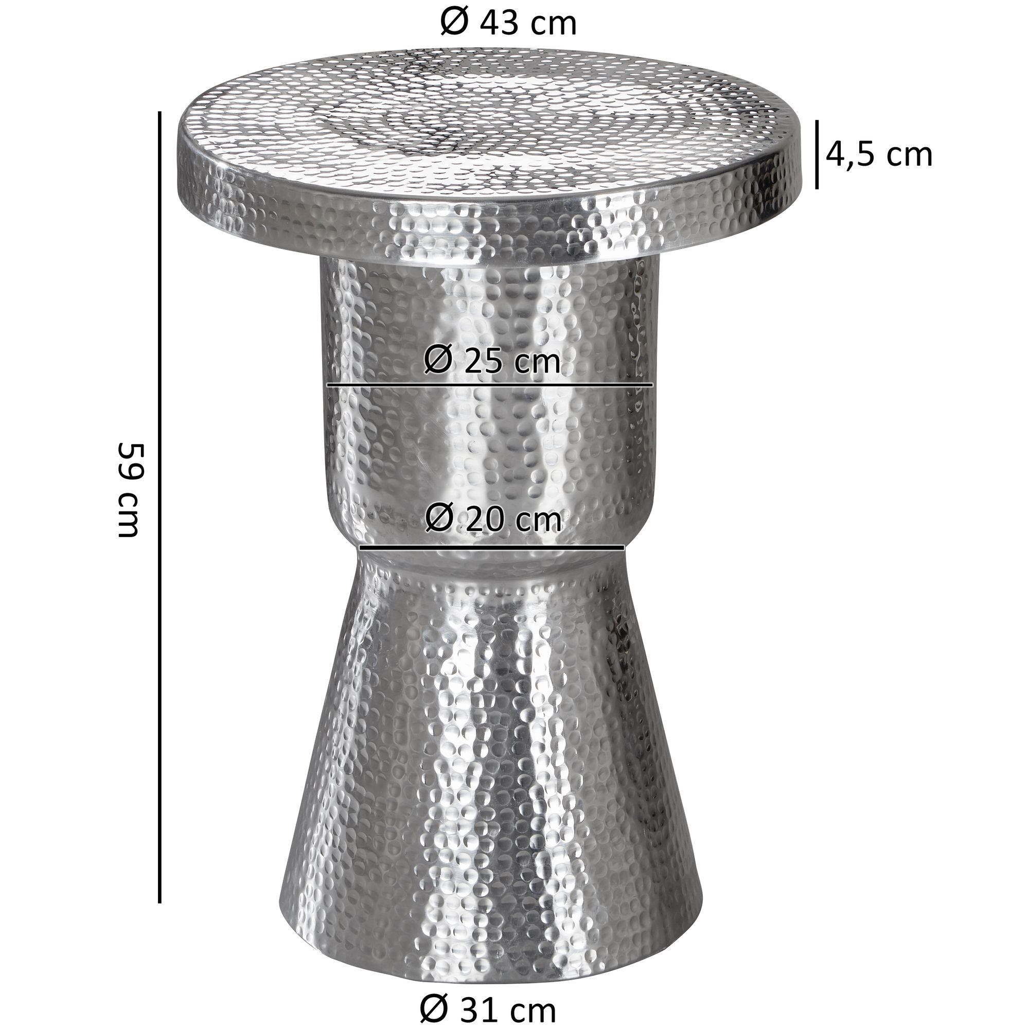 FineBuy Beistelltisch rund 43 cm Metall - Orientalischer Design Wohnzimmertisch Aluminium - Hammerschlag Alu kleiner Couchtisch - Dekotisch | Farbe: Gold