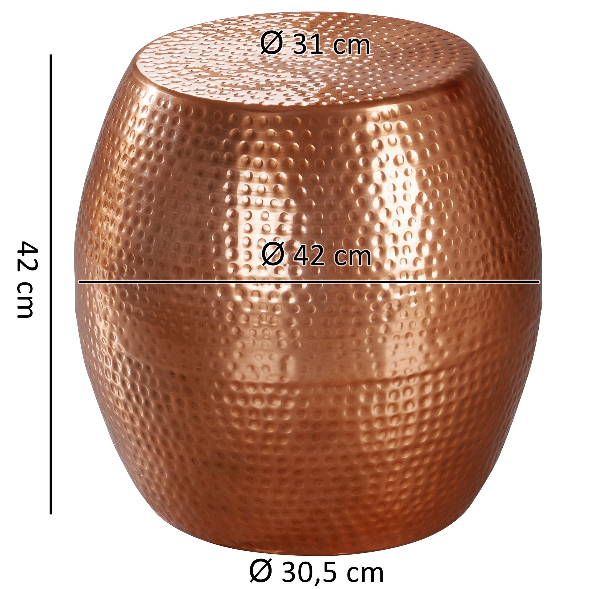 FineBuy Beistelltisch rund 42 cm Metall - Orientalischer Design Wohnzimmertisch Aluminium - Hammerschlag Alu kleiner Couchtisch - Dekotisch | Farbe: Gold