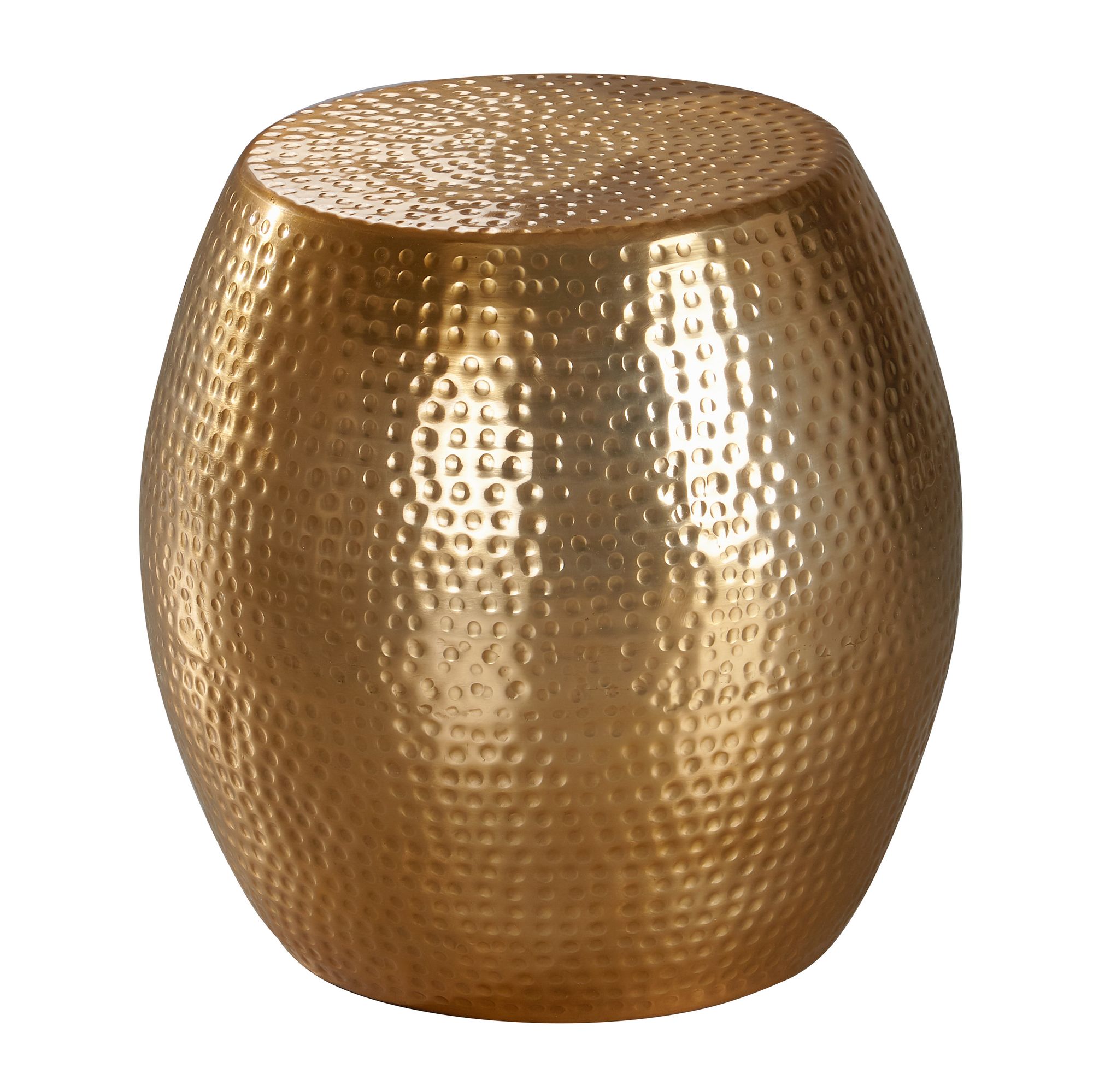 FineBuy Beistelltisch rund 42 cm Metall - Orientalischer Design Wohnzimmertisch Aluminium - Hammerschlag Alu kleiner Couchtisch - Dekotisch | Farbe: Gold