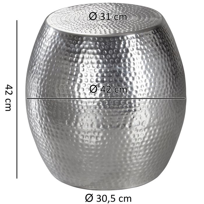 Beistelltisch FineBuy Aluminium Dekotisch Ø 42 cm rund Ablagetisch Metall modern – Maßzeichnung
