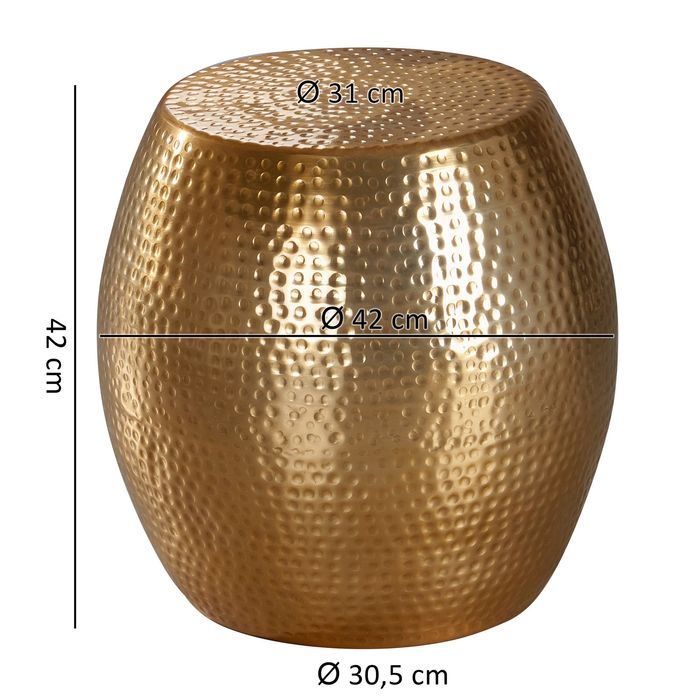 Beistelltisch FineBuy Aluminium Dekotisch Ø 42 cm rund Ablagetisch Metall modern – Maßzeichnung