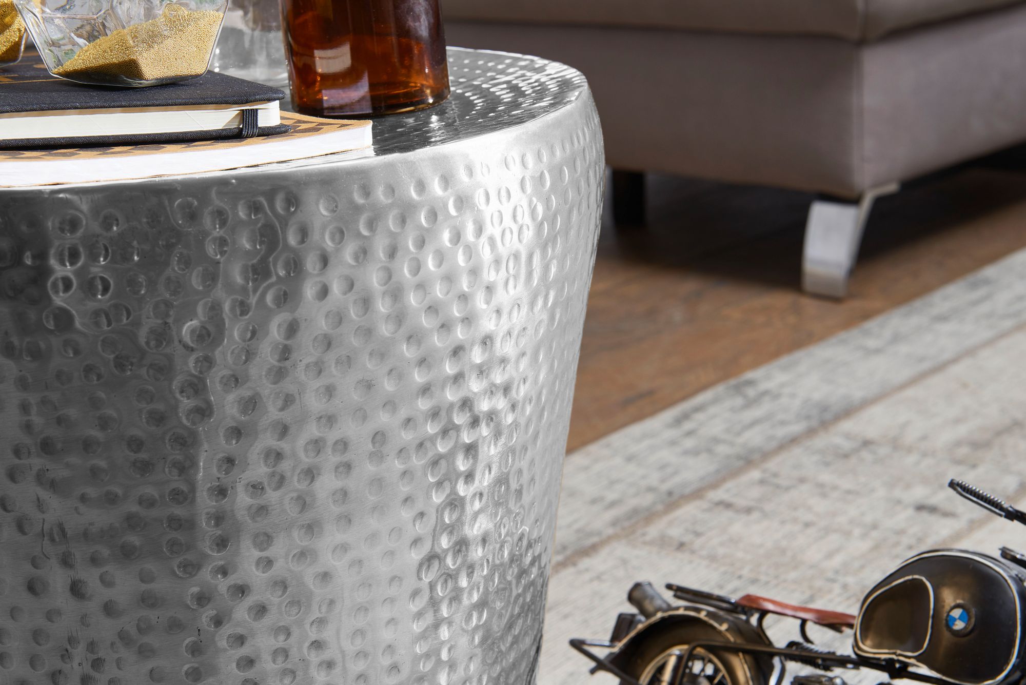 FineBuy Beistelltisch Dekotisch Metall Ablagetisch Anstelltisch Hammerschlag – Ansicht 4