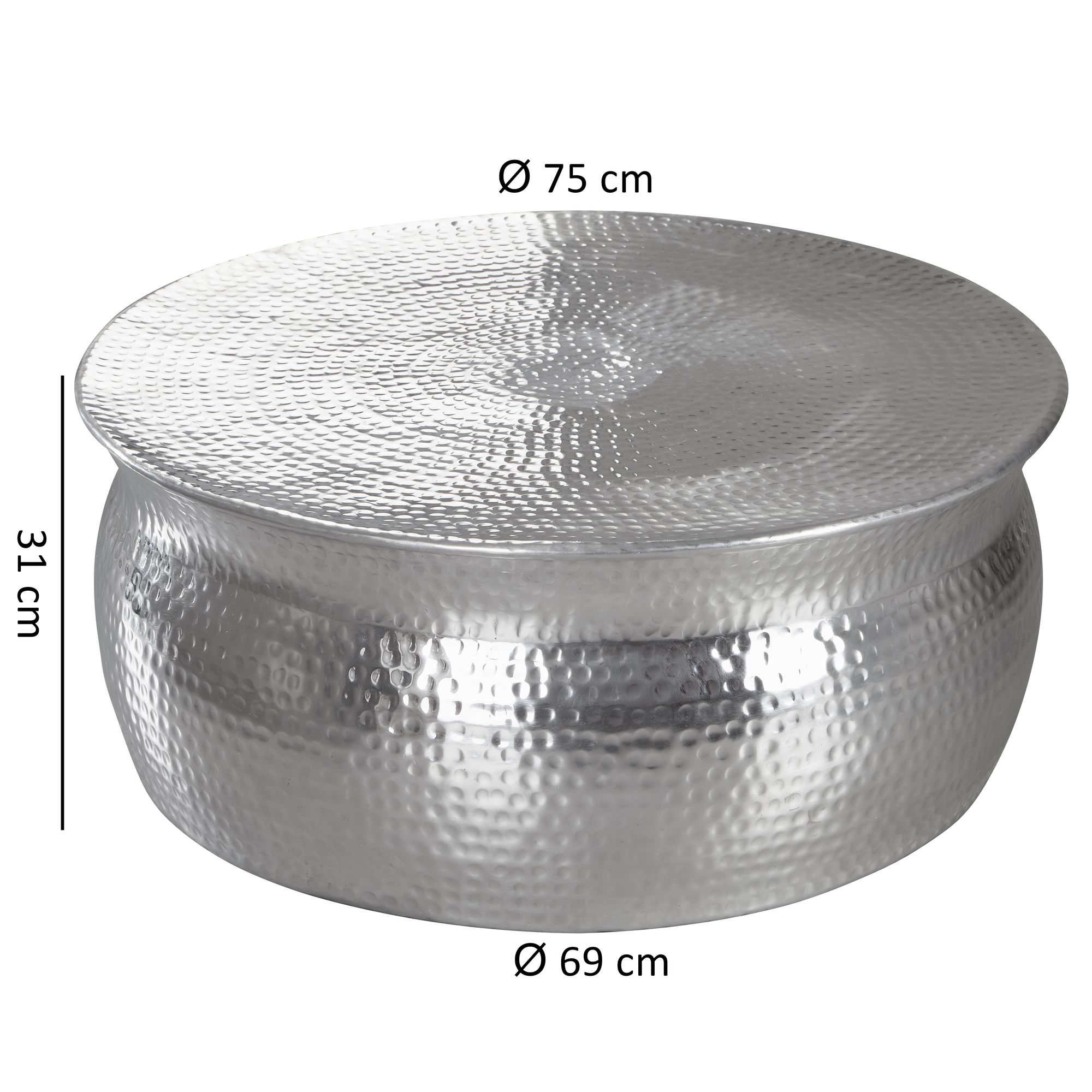 FineBuy Design Couchtisch rund 75 cm aus Metall - Handgefertigter Aluminium Wohnzimmertisch Hammerschlag - Orientalischer flacher Alu Sofatisch | Farbe: Gold FineBuy Design Couchtisch rund 75 cm aus Metall - Handgefertigter Aluminium Wohnzimmertisch Hammerschlag - Orientalischer flacher Alu Sofatisch | Farbe: Gold