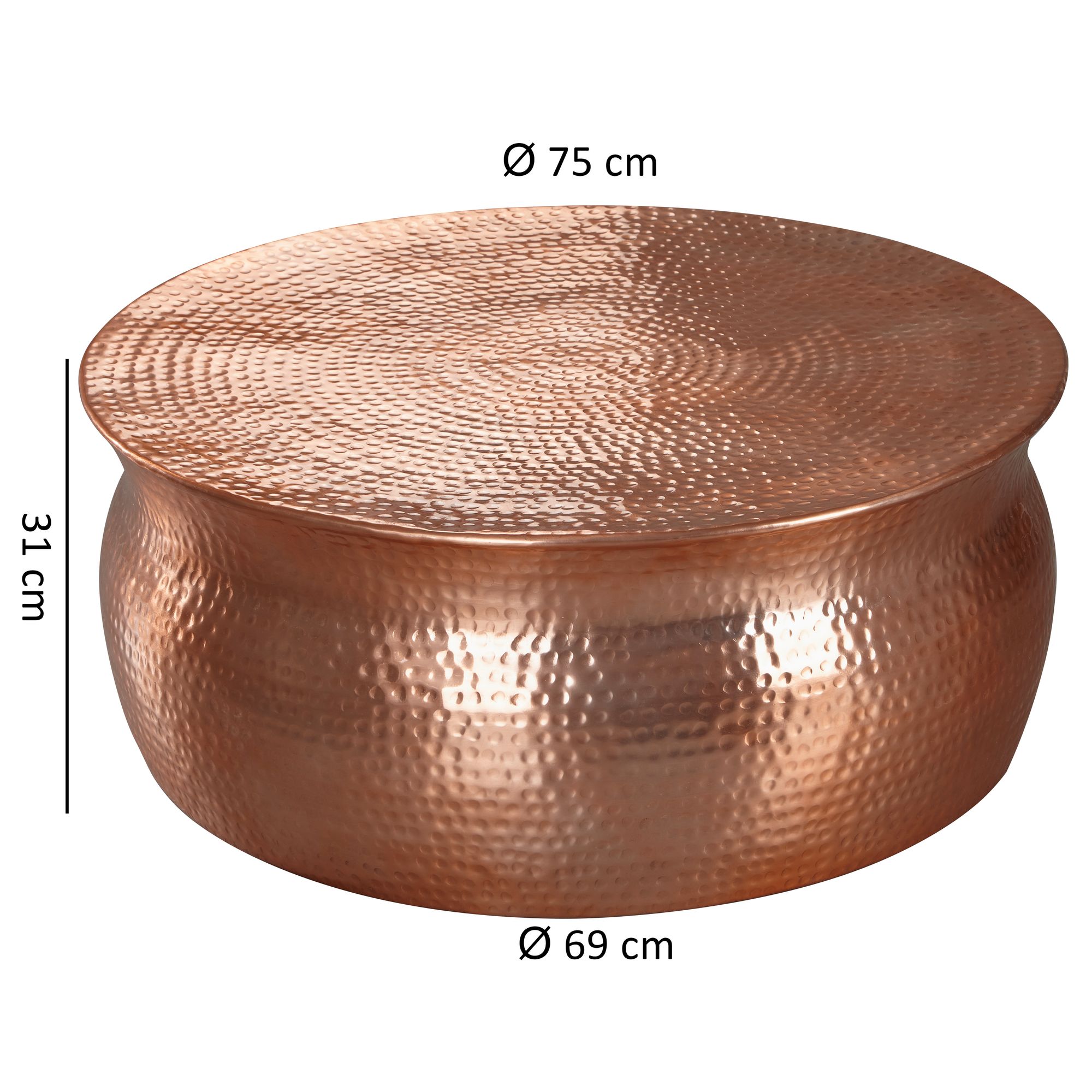 FineBuy Design Couchtisch rund 75 cm aus Metall - Handgefertigter Aluminium Wohnzimmertisch Hammerschlag - Orientalischer flacher Alu Sofatisch | Farbe: Gold FineBuy Design Couchtisch rund 75 cm aus Metall - Handgefertigter Aluminium Wohnzimmertisch Hammerschlag - Orientalischer flacher Alu Sofatisch | Farbe: Gold
