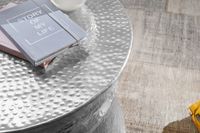 FineBuy Couchtisch Wohnzimmertisch Sofatisch rund Hammerschlag Metall Alu Modern – Ansicht 4