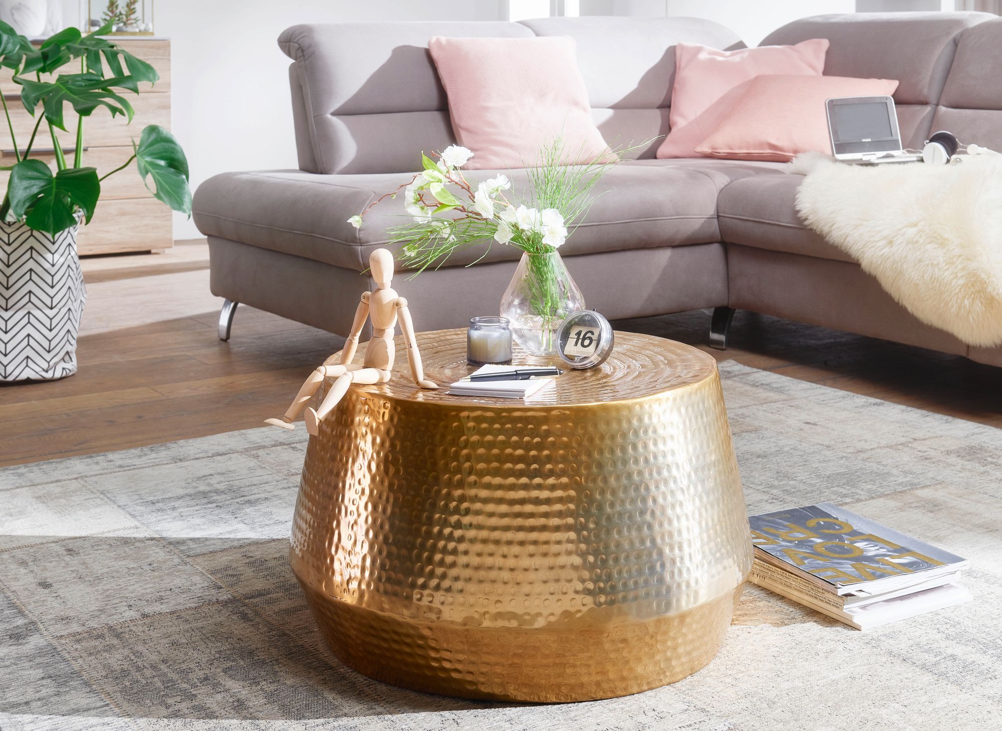 FineBuy Couchtisch Ø 60 cm Aluminium Beistelltisch Sofatisch Wohnzimmertisch Alu – Ansicht 2