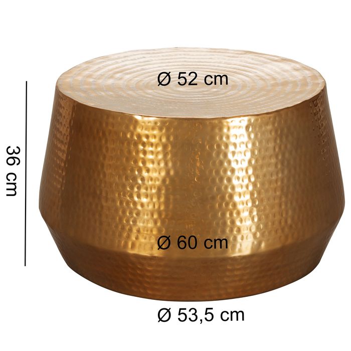 FineBuy Couchtisch Ø 60 cm Aluminium Beistelltisch Sofatisch Wohnzimmertisch Alu – Maßzeichnung