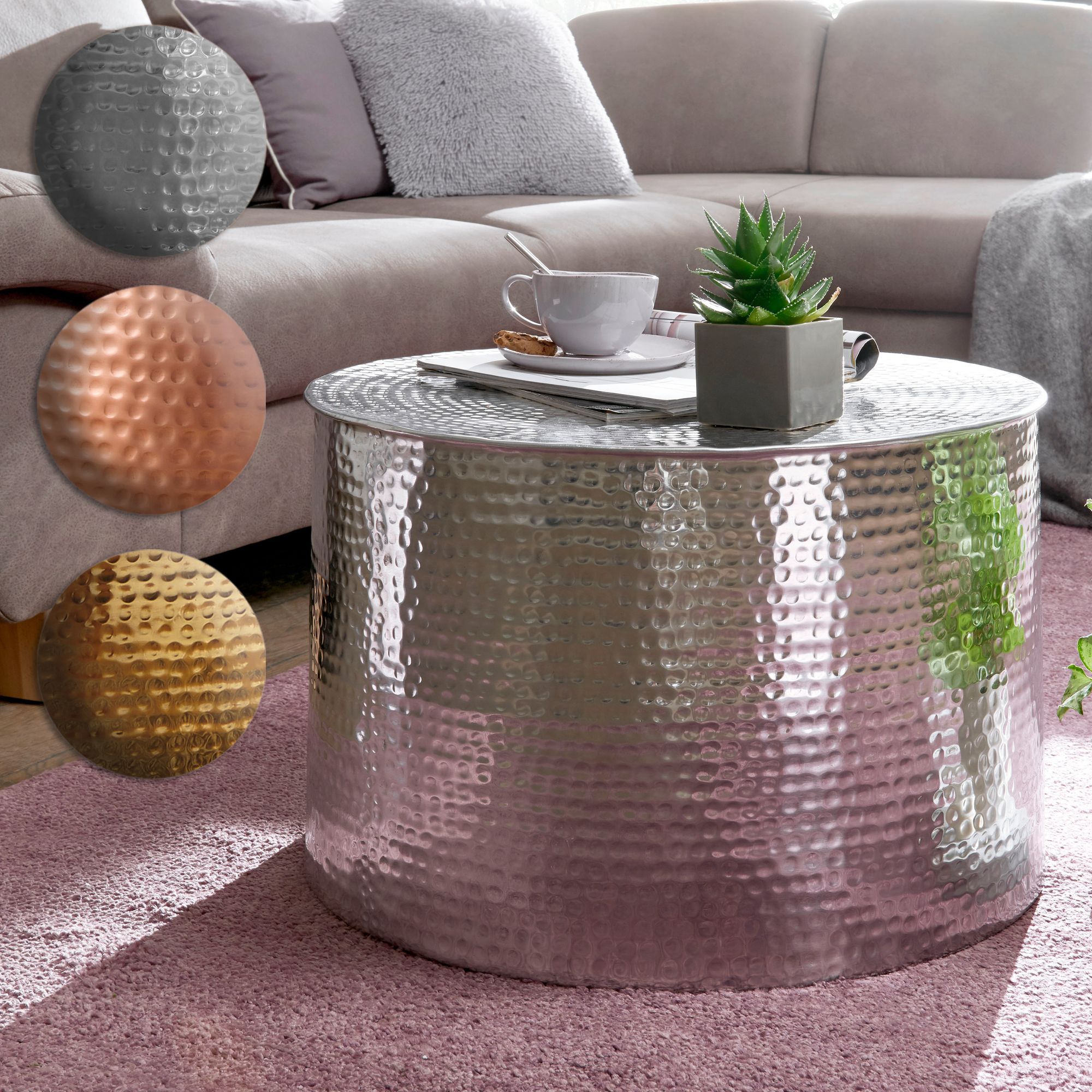 FineBuy Design Couchtisch rund 60 cm aus Metall - Handgefertigter Aluminium Wohnzimmertisch mit Hammerschlag - Orientalischer runder Alu Sofatisch | Farbe: Gold FineBuy Design Couchtisch rund 60 cm aus Metall - Handgefertigter Aluminium Wohnzimmertisch mit Hammerschlag - Orientalischer runder Alu Sofatisch | Farbe: Gold