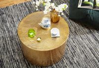 FineBuy Couchtisch Ø 61 cm Wohnzimmertisch Sofatisch Hammerschlag Stubentisch – Ansicht 4