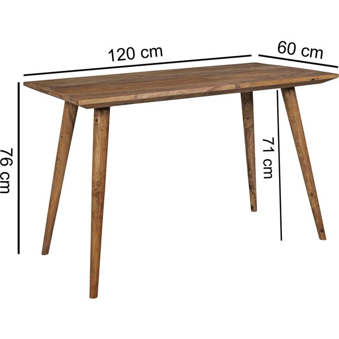 FineBuy Esstisch Holz Massiv Esszimmertisch Sheesham Küchentisch Klein Rustikal – Maßzeichnung
