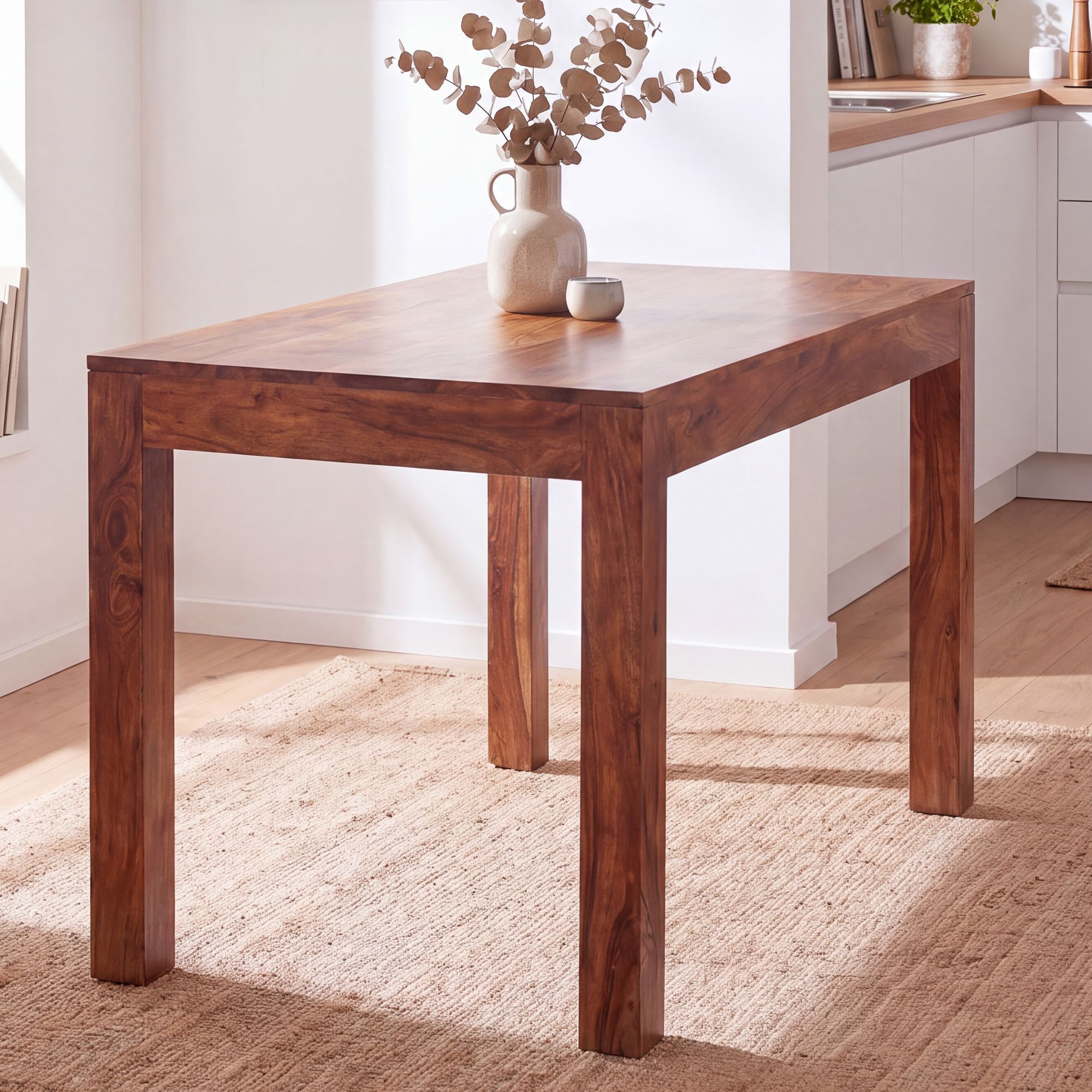 FineBuy Esstisch Massivholz Sheesham Esszimmer-Tisch Küchentisch Landhaus-Stil – Ansicht 1