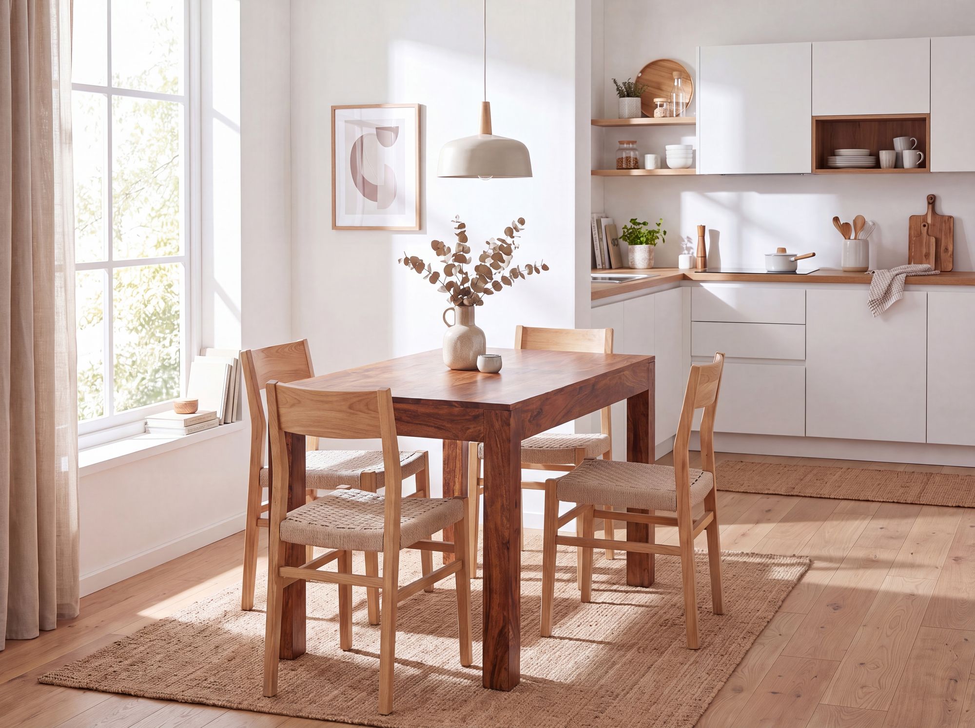 FineBuy Esstisch Massivholz Sheesham Esszimmer-Tisch Küchentisch Landhaus-Stil – Ansicht 2