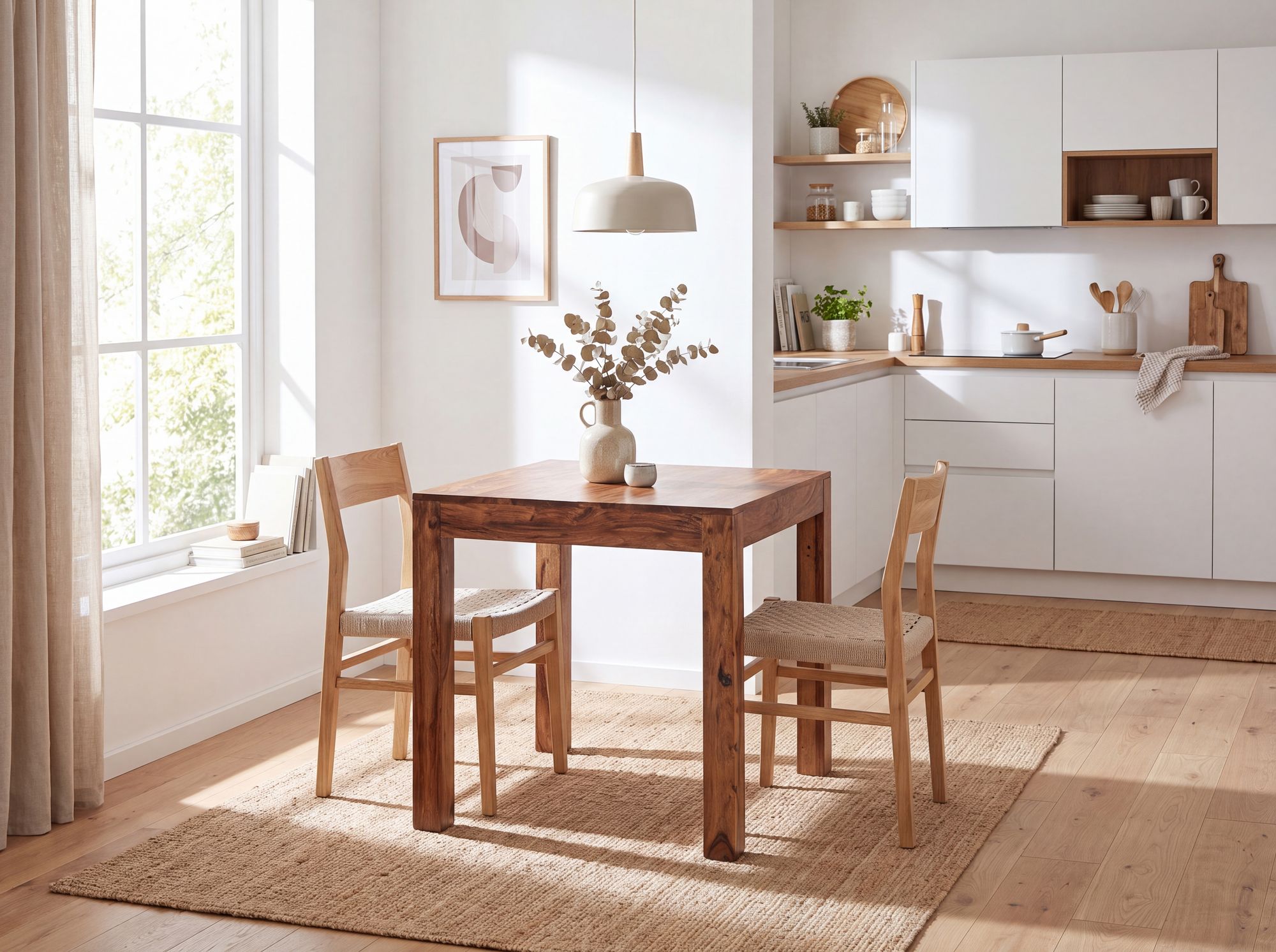 FineBuy Esstisch Massivholz Sheesham Esszimmer-Tisch Küchentisch Landhaus-Stil – Ansicht 2