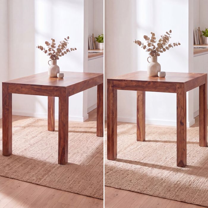 FineBuy Esstisch Sheesham Massivholz – Holztisch massiv, Design Esszimmertisch Naturholz, Küchentisch Echtholz im modernen Stil
