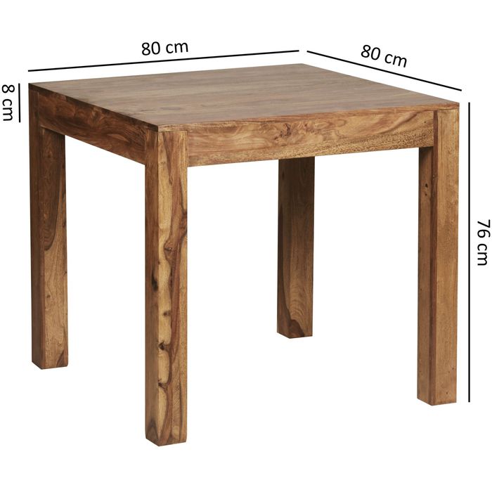 FineBuy Esstisch Massivholz Sheesham Esszimmer-Tisch Küchentisch Landhaus-Stil – Maßzeichnung