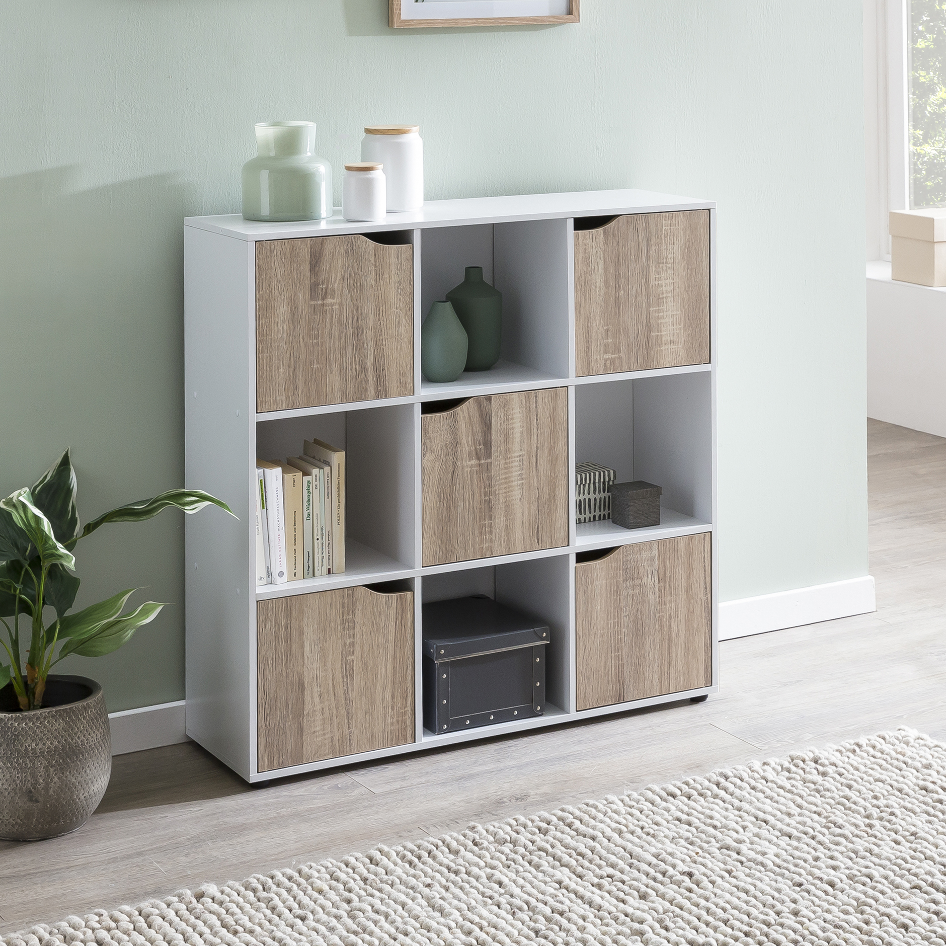 FineBuy Standregal MASSA Bücherregal mit 9 Fächern Sideboard Würfelregal Kommode – Ansicht 1