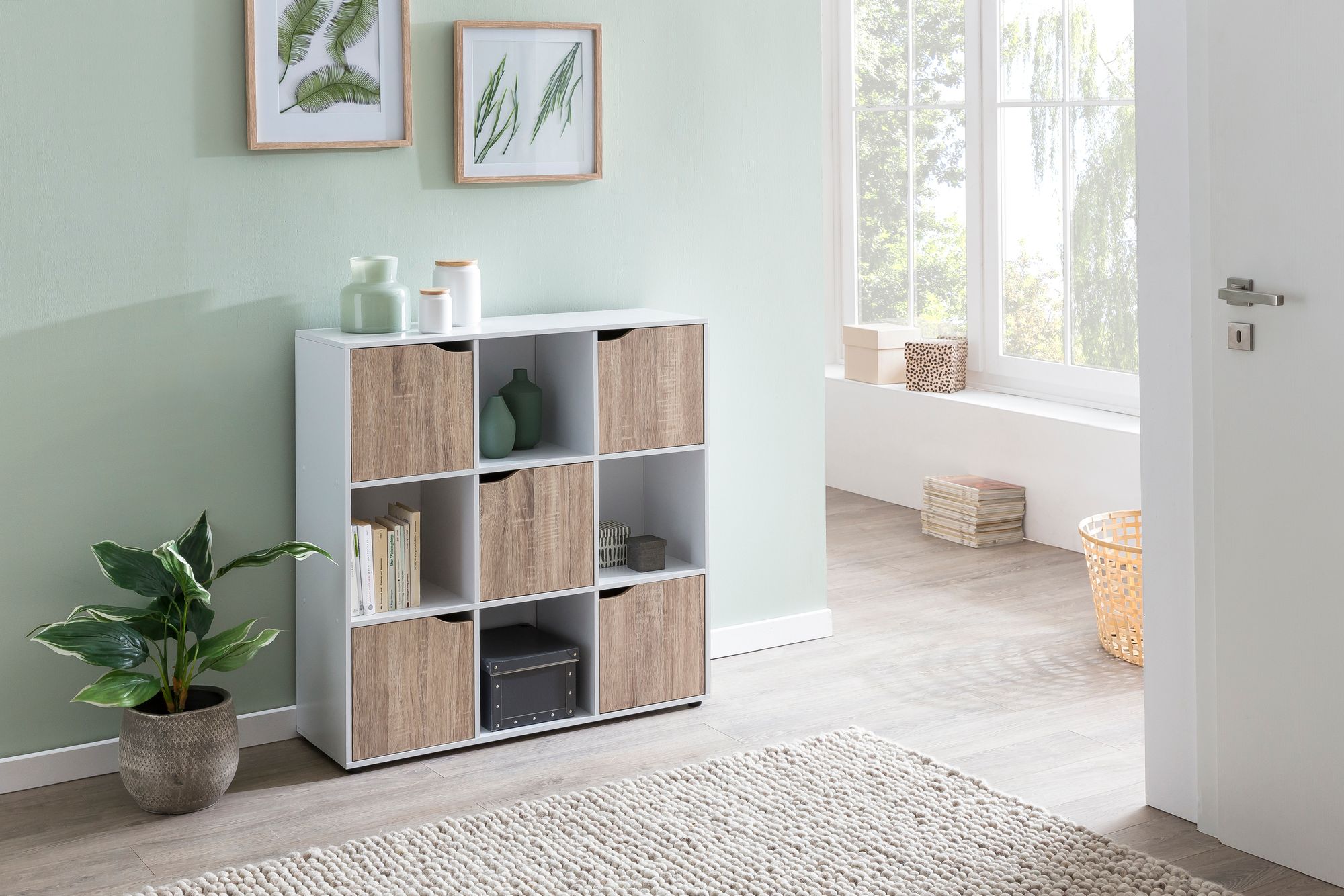 FineBuy Standregal MASSA Bücherregal mit 9 Fächern Sideboard Würfelregal Kommode – Ansicht 2
