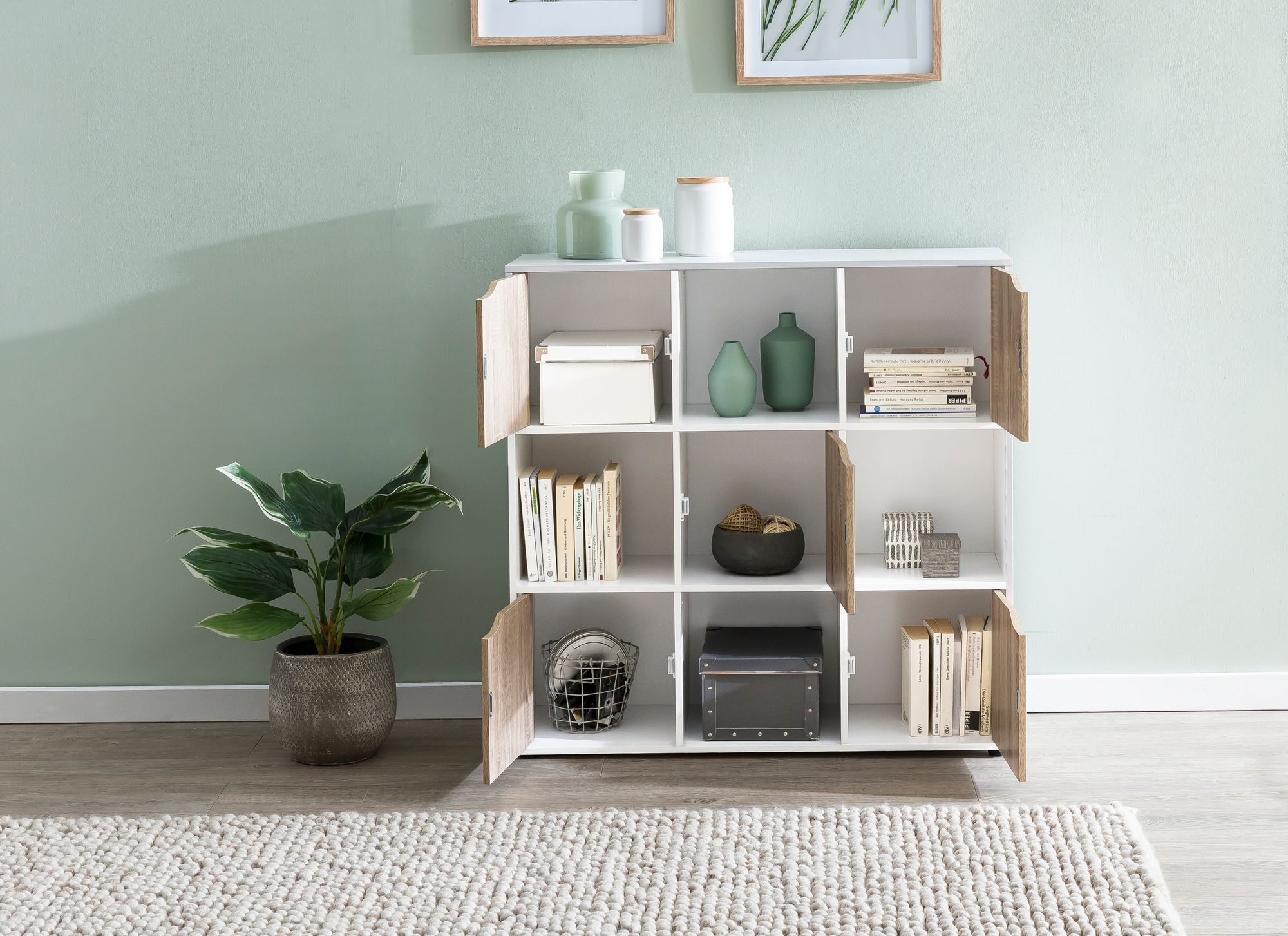 FineBuy Standregal MASSA Bücherregal mit 9 Fächern Sideboard Würfelregal Kommode – Ansicht 6