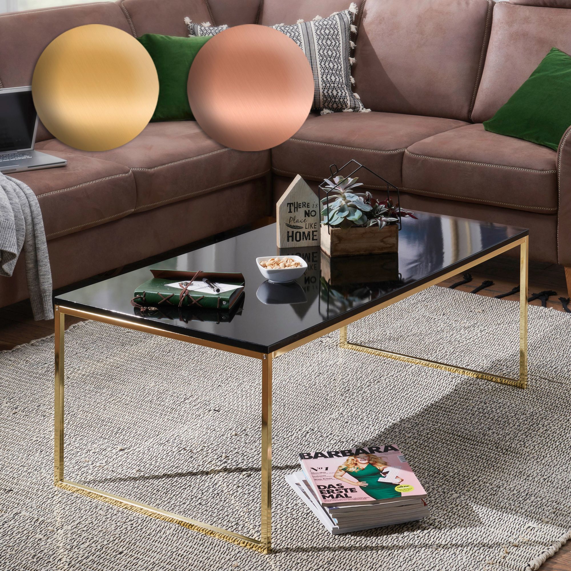 FineBuy Couchtisch 120 cm Metall Holz Wohnzimmertisch Beistelltisch schwarz – Ansicht 1