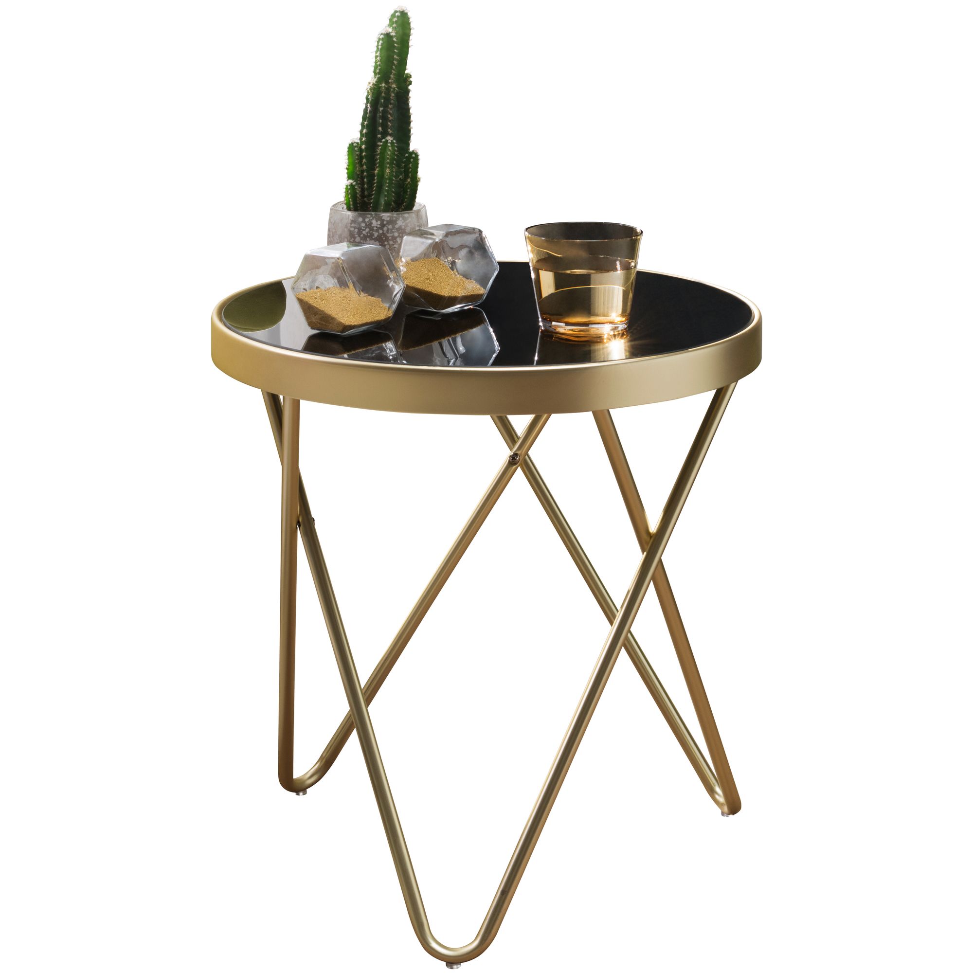 FineBuy Beistelltisch PARMA Glas Metall Ø 42 cm Wohnzimmertisch Couchtisch Tisch – Ansicht 6